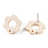 Ash Wood Stud Earring Findings EJEW-N017-011W-3