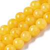 Natural Dyed Yellow Jade Gemstone Bead Strands G-R271-6mm-Y07-2