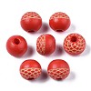 Painted Natural Wood Beads WOOD-S057-072-3