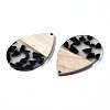 Transparent Resin & Walnut Wood Pendants X-RESI-T035-29A-3