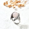 Natural Rose Quartz Wings Adjustable Rings RJEW-K241-04AS-13-3