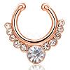 Personality Brass Cubic Zirconia Clip-on Nose Septum Rings AJEW-EE0002-001G-01-1