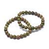 Natural Unakite Bead Stretch Bracelets BJEW-K212-C-006-1