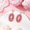 3 Pairs Cross Oval Glass Seed Bead Woven Stud Earrings EJEW-MZ00595-4