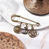 Tibetan Style Alloy Star Moon Sun Charms Kilt Pins Brooch JEWB-BR00172-2