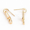 Brass Micro Pave Clear Cubic Zirconia Stud Earring Findings KK-S356-261-NF-3