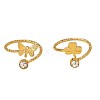 2Pcs 2 Styles Brass Crystal Rhinestone Butterfly Clover Cuff Toe Ring Sets FS-WG20A77-03-5