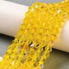 Transparent Electroplate Glass Beads Strands GLAA-F029-4mm-D22-4