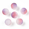 Frosted Baking Paint Crackle Glass Beads with Glitter Powder X1-DGLA-T004-6mm-01D-1