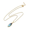 Rack Plating Natural Paua Shell Pendants Necklace NJEW-B104-01G-3