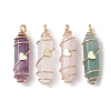 Natural Mixed Gemstone Copper Wire Wrapped Double Terminal Pointed Pendants PALLOY-JF02547-1