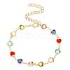 Brass Glass Link Chain Bracelets for Women WGAE243-01-2