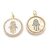 Real 18K Gold Plated Brass Micro Pave Clear Cubic Zirconia Pendants ZIRC-M114-50G-01-2