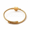 201 Stainless Steel Heart Beaded Cuff Bangle BJEW-C033-07G-3
