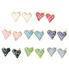 Brass Enamel Heart Stud Earrings EJEW-I322-08G-4