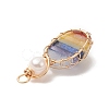 Chakra Natural Mixed Gemstone Copper Wire Wrapped Pendants PALLOY-JF02046-01-3