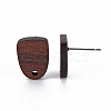Walnut Wood Stud Earring Findings WOOD-S054-46-4