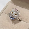 Alloy Rhinestone Cuff Open Rings WG3624E-01-3