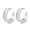 Rectangle Brass Cubic Zirconia Cuff Earrings for Women EJEW-E310-09P-1