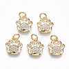Brass Micro Pave Clear Cubic Zirconia Charms RJEW-T063-38G-NF-1