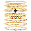 7Pcs Brass Round Beaded Bracelets for Women SB9067-7-1