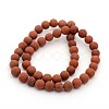 Frosted Grade A Natural Red Jasper Round Bead Strands G-M272-17-6mm-2