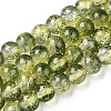 Two-Tone Crackle Baking Paint Transparent Glass Beads Strands X-CCG-T004-8mm-01-1
