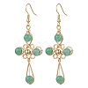 4 Pairs Brass Natural Gemstone Dangle Earrings EJEW-TA00728-5