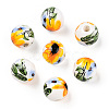 Floral Printed Porcelain Beads PORC-E021-01B-1