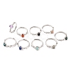 Horse Eye Natural Mixed Stone Adjustable Rings RJEW-Q817-02P-1