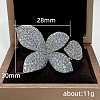 Butterfly Brass Micro Pave Clear Cubic Zirconia Adjustable Cuff Rings for Women FS-WG64577-01-2
