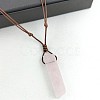 Natural Rose Quartz Rectangle Pendant Necklaces FS-WGC5719-02-1