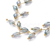 Electroplate Faceted Oval Glass Beaded Necklaces NJEW-JN02625-3