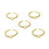 Clear Cubic Zirconia Initial Letter Open Cuff Ring RJEW-H120-09G-U-4