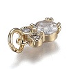 Brass Micro Pave Clear Cubic Zirconia Pendants ZIRC-Z003-03G-2