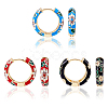 3 Pairs 3 Colors Brass Flower Pattern Hoop Earrings EJEW-FI0003-07-8