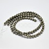 Natural Pyrite Round Beads Strands G-F197-08-6mm-3