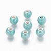 Pearlized Aquamarine Glazed Porcelain Round Beads X-PORC-D001-10mm-03-1