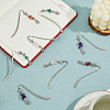 12Pcs 4 Styles Natural Rose Quartz & Green Aventurine & Amethyst & Red Agate Chips & Alloy Clover Charms Bookmarks AJEW-HS00008-5