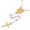 Ion Plating(IP) Crucifix Cross 304 Stainless Steel Rosary Bead Necklaces NJEW-M075-04G-03-2