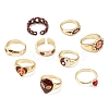 9Pcs 9 Style Heart & Curb Chain & Oval Rings RJEW-LS0001-57-4
