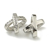 Letter X Rack Plating Brass Micro Pave Cubic Zirconia European Beads KK-K386-15P-2