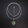 Natural Gemstone Heart Pendant Colorful Glass Seed Beads Beaded Necklaces for Women VA8487-5-2