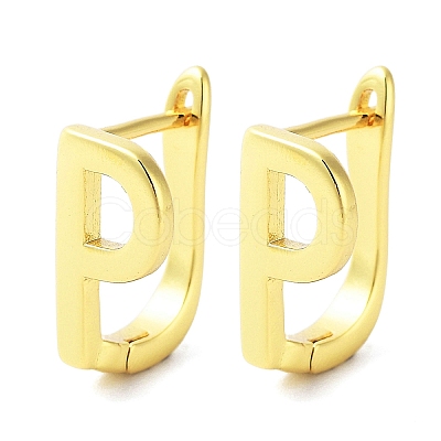Brass Letter Stud Earrings for Women EJEW-A038-01P-G-1