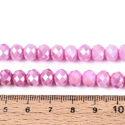 Anti-Tarnish Electroplate Rondelle Glass Beads Strands EGLA-T021-8mm-17-08-1