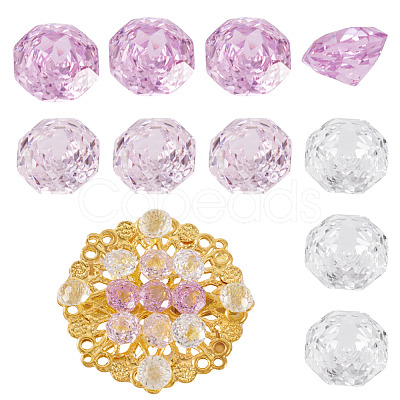 9Pcs 3 Colors Cubic Zirconia Cabochons ZIRC-TA0001-30A-1
