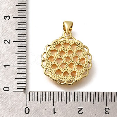Brass with Natural Shell Carved Pendants KK-Z091-05G-03-1