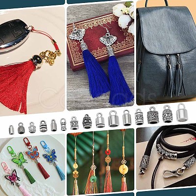 90Pcs 15 Styles Alloy Cord Ends FIND-PH0026-30-1