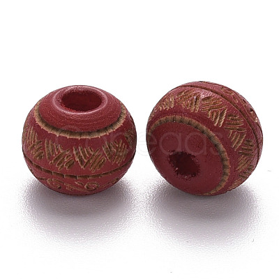 Painted Natural Wood Beads WOOD-N006-02A-10-1