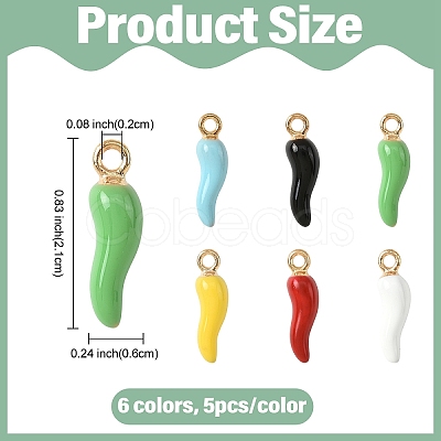 30Pcs 6 Colors Alloy Enamel Pendants ENAM-YW0005-78-1